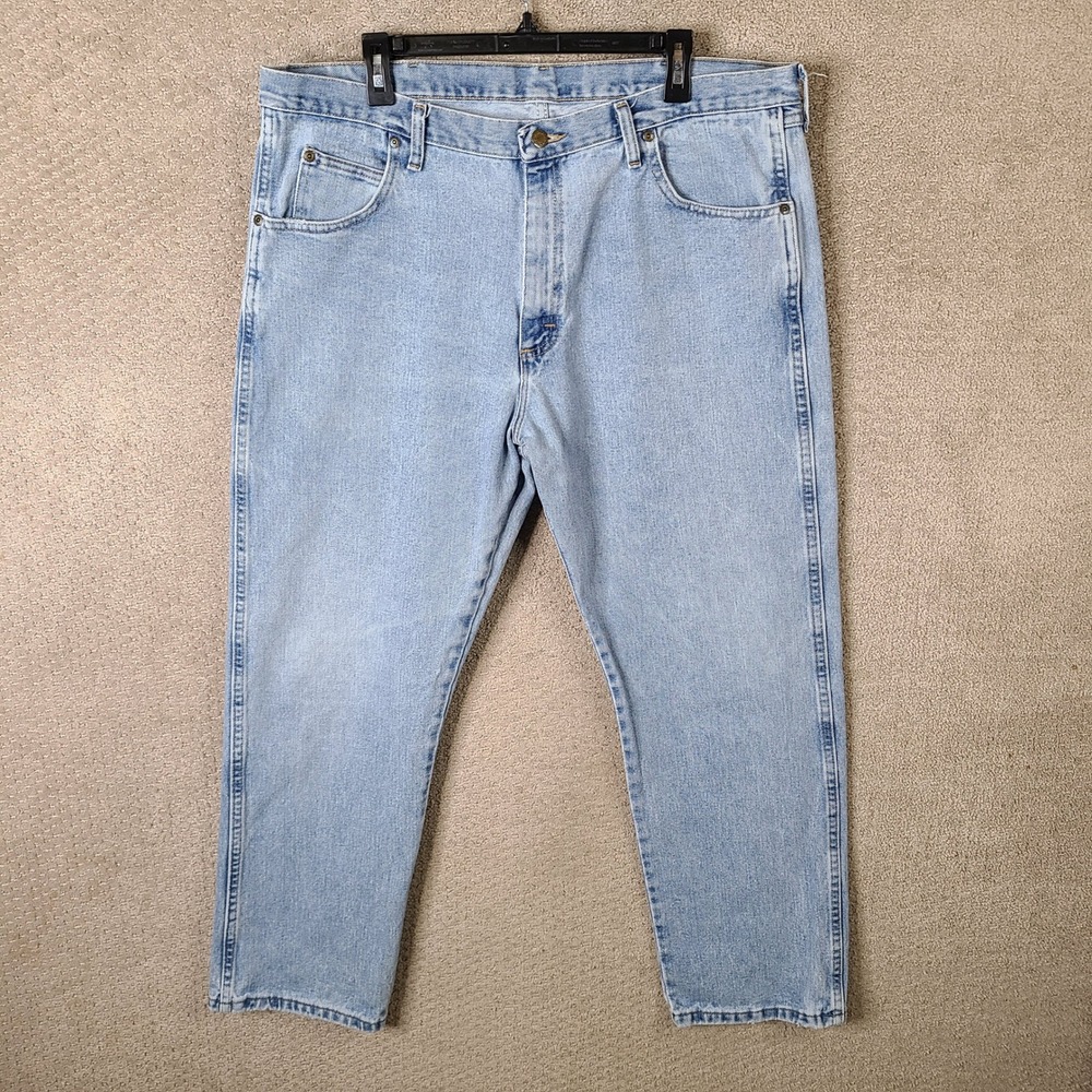 Wrangler Blues Jeans Mens 40x30 Blue Light Wash Regular Fit‎ Cotton Denim